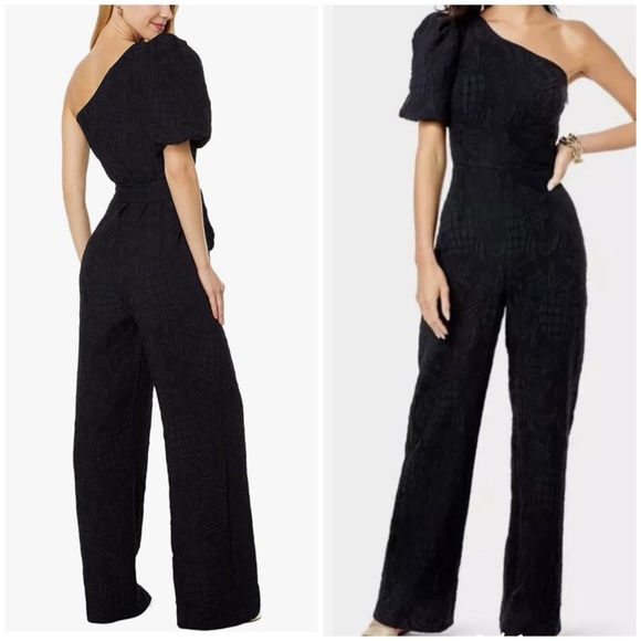 Lily Pulitzer Brialyn One Shoulder Jumpsuit Pineapple Pucker Jacquard size 4 - Picture 1 of 10